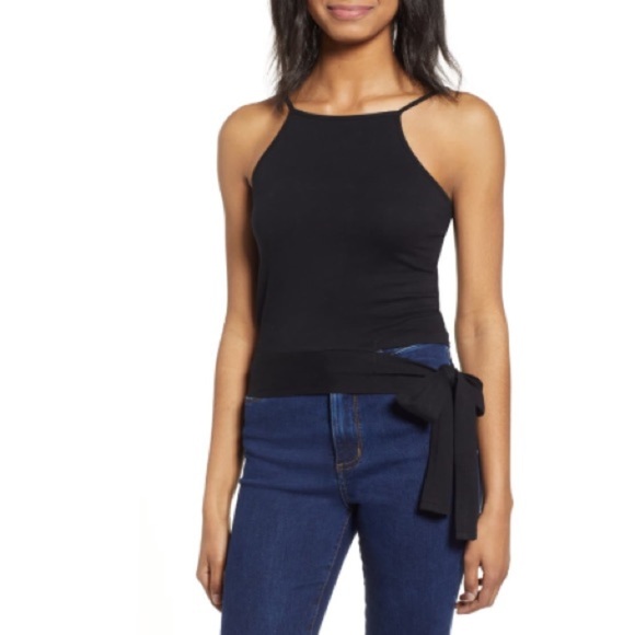 BP Plus Size Side Tie Tank Top in Black 2X - Picture 1 of 5
